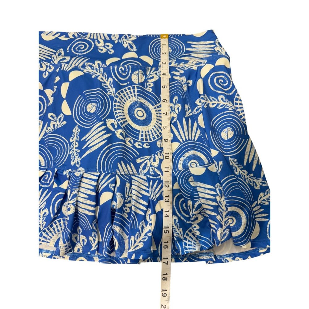 DonaJo Womens Skort Size XL Blue White Print Pleated Skirt - Picture 3 of 6